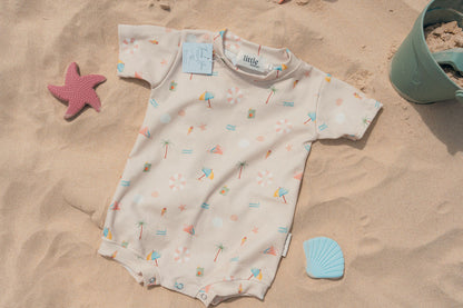 TINY TIDES PRINTED WAFFLE ROMPER