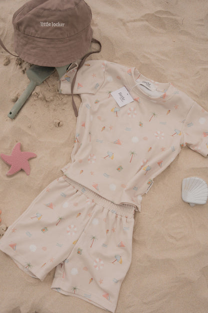 TINY TIDES PRINTED TEE & SHORTS SET